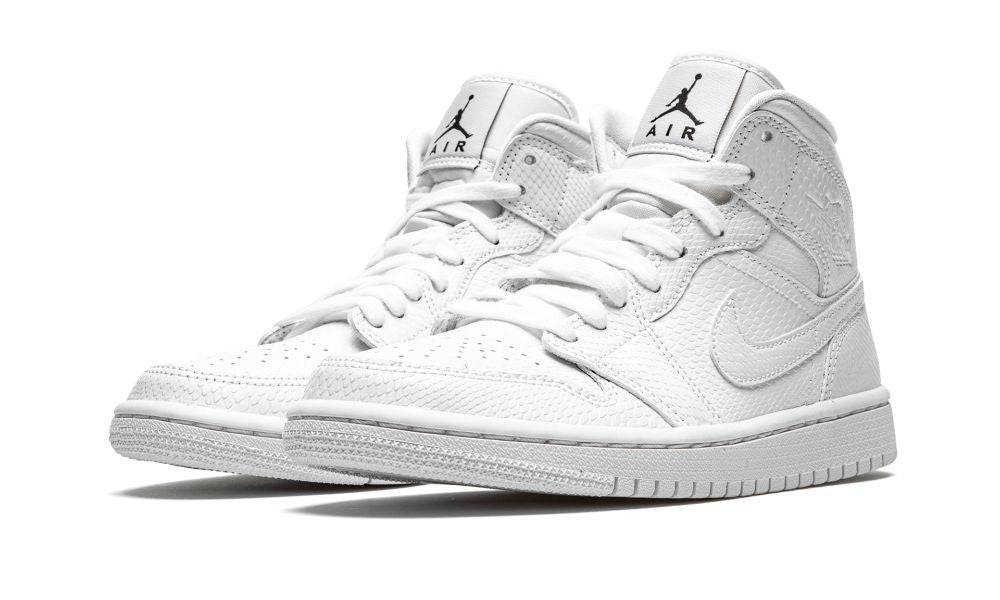 Air Jordan 1 Mid White Snakeskin